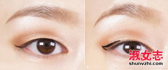 单眼皮化妆：不贴双眼皮贴复古眼妆教程 单眼皮眼妆画法